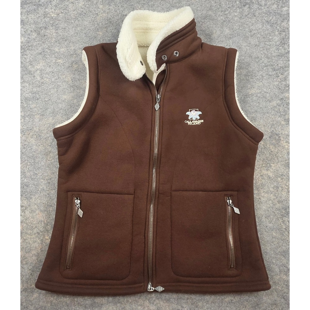 SDI Callawassie Island Fleece Vest Brown Faux Shearling Lined Womens Medium